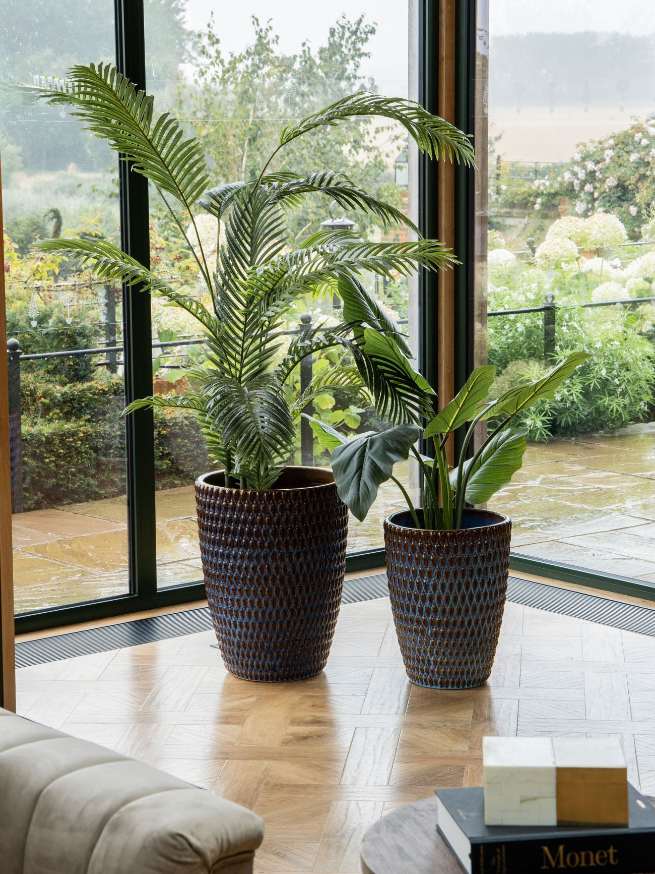 Mediterranean Reactive Glaze Ceramic Blue Planter